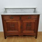 Vintage Frans Dressoir Commode, Ladekast Badkamermeubel Met Marmer Blad 902 thumbnail 4