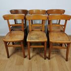 Vintage Houten Bistrostoelen, Café Stoelen, Eetkamerstoelen Set Prijs thumbnail 2