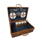 Vintage Wicker Suitcase / Picknick Basket - Complete Set Including Plates, Cutlery And Mugs thumbnail 2