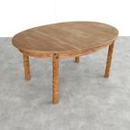 Brutalist Ovale Eettafel | Vintage Tafel | Eiken | Verlengbaar thumbnail 6