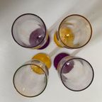 4X Champagne Glas Paars/Gele Voet Vintage thumbnail 5