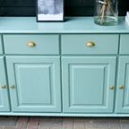 Prachtig Massief Grenen Houten Dressoir - Mintgroene Kleur thumbnail 8