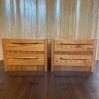 Set/2 Vintage Grenen Nachtkastjes / Ladekastjes thumbnail 9