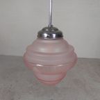 Art Deco Hanglamp Met Roze Glazen Kap, Jaren 30 thumbnail 8