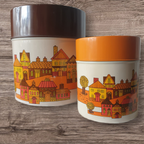 Retro Japanse Blikken Jaren 70 Oranje Bruine Huisjes 2st thumbnail 14