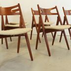 Set 6 Hans Wegner Carl Hansen Ch29 Stoelen Vintage Deens Sawbuck thumbnail 4