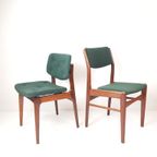 2 Vintage Teak Houten Stoelen Groen Gestoffeerd De Ploeg thumbnail 7