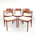 5 Vintage Teakhouten Stoelen Teddy Nieuw Gestoffeerd thumbnail 3