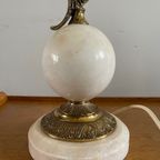 Zeemeermin Vintage Staande Lamp Goudkleurig Vintage Lamp Met Nautisch Figuur, Natuursteen Details thumbnail 7