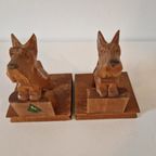 2 Vintage Boekensteunen Houten Hondjes Terrier Hond thumbnail 6