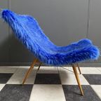 Iconic Miroslav Navratil Chair Blue Fluffy Fabric For Český Nábytek 1960S thumbnail 3