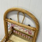 Rotan Spiegel Wandrekje Opbergrekje Vintage thumbnail 5