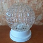 Vintage Plafoniere, Plafond Lamp, Helder Reliëf Glas thumbnail 2