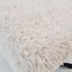 Voetenbankje Teddy Pluche Zwart Frame Creme Stof Nieuw thumbnail 4