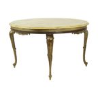 Ronde Salontafel Onyx Marmer Messing Hollywood Regency Stijl Fifties thumbnail 6