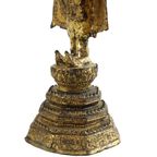 Grote Antieke Staande Bronzen Boeddha 24 Karaat Goud Rattanakosin 63Cm thumbnail 11