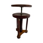 Antique - Wooden Piano Stool / Chair - Mounted On A Swiveling Base - Oak And Brass Detailing With thumbnail 7