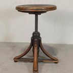 Antieke Bentwood Swivel Pianokruk Krukje thumbnail 9