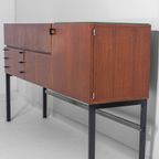Zeldzame Mid-century Roger De Winter Cocktail Bar In Teak Met Bijhorende Krukken, 1960 thumbnail 20