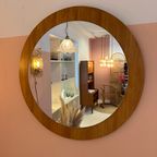 1960s Round Wall Mirror With Teak Frame thumbnail 7