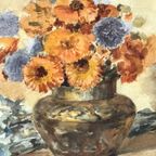 Léonie Mottard Van Marcke (1862-1936). Stilleven Met Bloemen. thumbnail 3