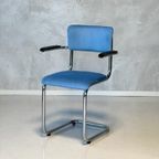 Tubax Eettafelstoelen Vintage Buisframe Blauw Beige Prijs Ps thumbnail 5