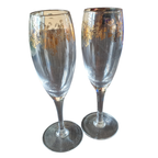 2 Stuks Vintage Champagne Glazen Goudkleurige Blaadjes thumbnail 8