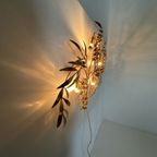 Large Italian Floral Gilded Gold Wall Lamp , 1970’S thumbnail 6