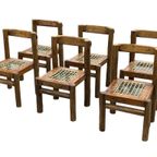 Vintage Brutalist Stoelen Hout Natuurlijk Japandi Set Van 6 thumbnail 2