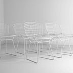 Vintage Mid-Century Set Van 7 Witte Harry Bertoia Eetkamerstoelen thumbnail 20