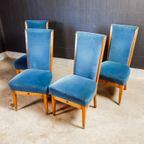 Art Deco Eetkamerstoelen – Pander Stijl – Blauw thumbnail 2