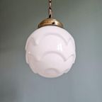 Art Deco Hanglamp In Wit Opaline Glas, 1920-30S thumbnail 4