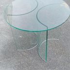 Vintage Postmodern Glazen Bijzettafel, Rond thumbnail 9
