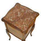 Antieke Nachtkast Eikenhout Rood Marmer Louis Quinze Stijl thumbnail 8