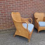 2 Vintage Boho Stijl Rotan En Bamboe Fauteuils thumbnail 7