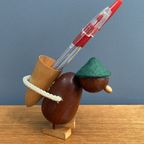 Danish Teak Figurine Of Man With Basket 1960S thumbnail 3