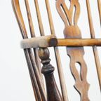 Antieke Engelse Houten Windsor Eetkamer/ Bijzetstoel Met Een Mooie Kleurencombinatie En Patina thumbnail 4