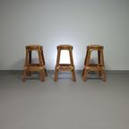 3 X Bamboo Stool With Leather Laces / 70s. thumbnail 4
