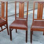 Set Van 3 Art Deco Amsterdamse School Eetkamerstoelen thumbnail 12