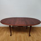 Vintage Eetkamertafel Ovale Uitschuifbare Eettafel, Tafel Mahoniehout thumbnail 12