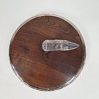 Vintage Verzilverd Wildzwijn Serveerschaal Dienblad Hout ’70 thumbnail 4