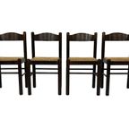 Set Van 4 Donkerbruine Houten Stoelen Jaren 70 Minimalist thumbnail 3