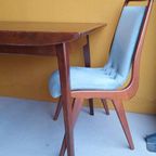 Set Awa Stoelen, Vintage Dinner Chairs, Mohair, Teakhout thumbnail 10