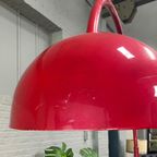 Rode Arc Lamp Met Ovalen Tulip Voet - Italië Jaren 70 thumbnail 5
