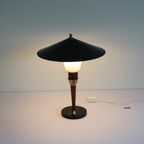 Oude Deense Bureaulamp In Metaal, Hout En Glas - Lyfa - Denemarken Jaren 50 - thumbnail 9