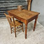 Antieke Tafel Bureau Met Stoel Landelijk thumbnail 4