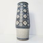 Large Marianne Starck For Michael Andersen And Sons Stoneware Vase With Gray And Blue Patterned G thumbnail 8