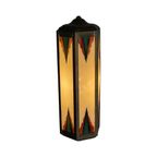 Art Deco / Amsterdam School - Stained Glass Wall Sconce - Bronze Frame - In The Style Of Tuschins thumbnail 2