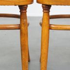 Set Van 2 Hoge Vintage Lichtbruine Bentwood Thonet Stijl Stoelen Model “lange Jan/ Long John” thumbnail 10