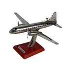 Scale Model Of An Airplane (Silver Plated) - Mounted On Wooden Base - Convair Cv-340 (1951) thumbnail 2